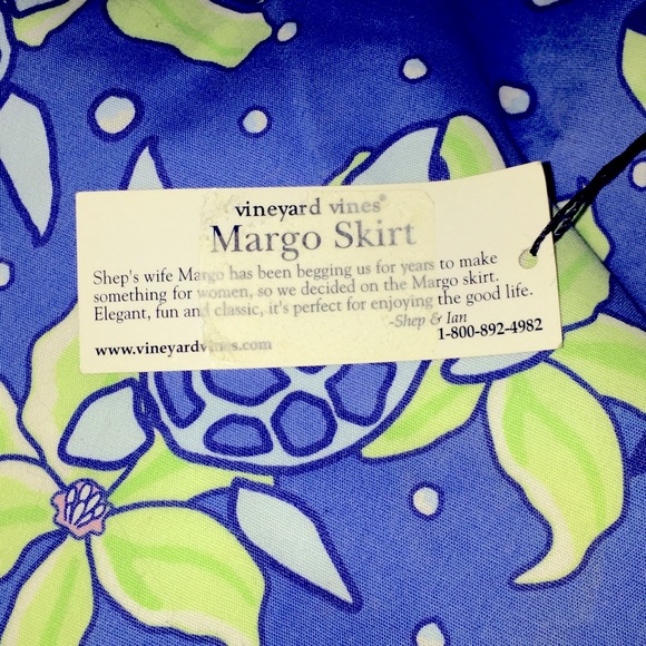 Vineyard Vines Blue and Light Sea GreenSeaTurtle Floral Skirt NWT 6 - Picture 7 of 8